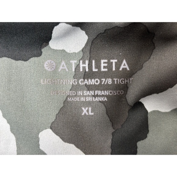 Athleta Lightning Camo 7/8‎ Leggings XL Olive Green High Rise Athleisure Fit - Picture 5 of 8